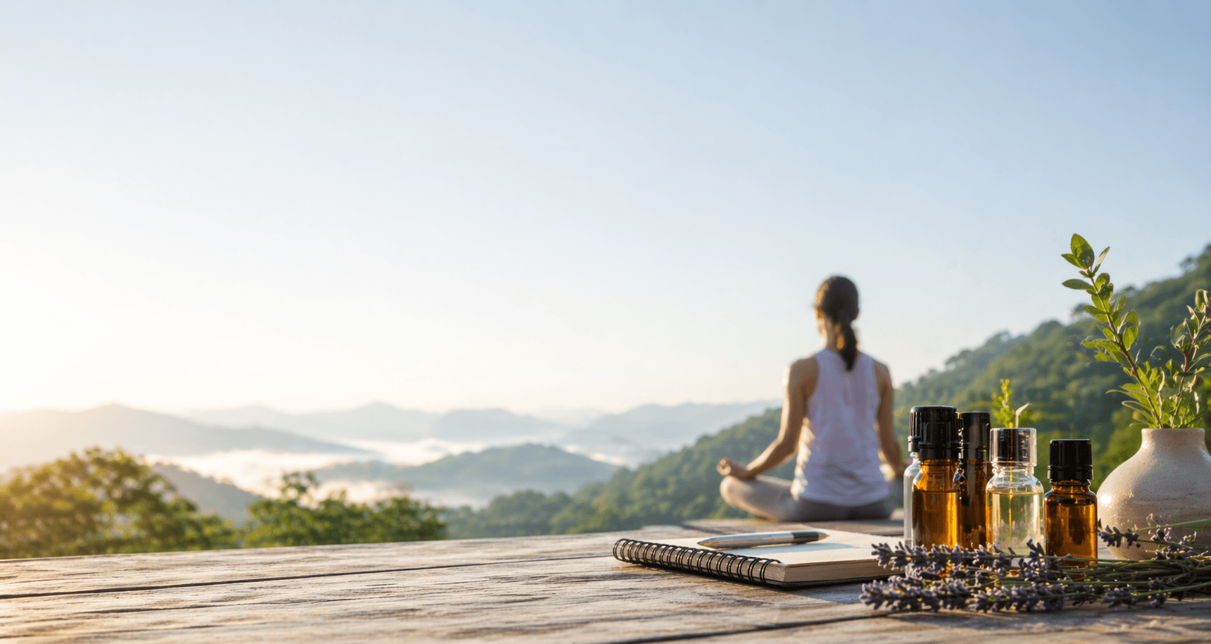 Meditation and spiritual wellness with essential oils